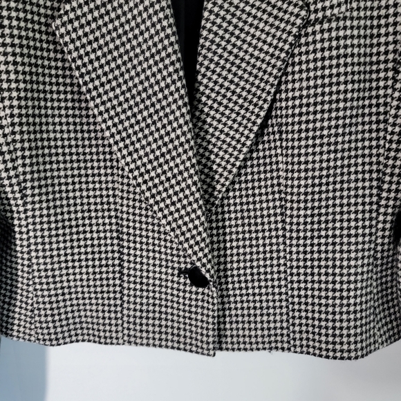 NWT SASSON Paris NY Houndstooth Wool Blend Cropped Jacket Sz 14/15 One Button - Picture 4 of 11